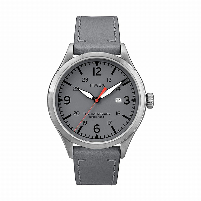 Waterbury Traditional 40mm Leather Strap - Gray